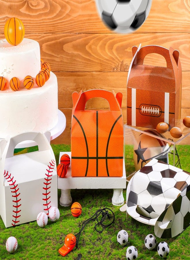 PerKoop 24 Pcs Sports Theme Birthday Party Supplies Soccer Party Treat Boxes Bags Sports Candy Bags Baseball Basketball Gift Boxes with Handle for Baby Shower Supplies Decorations - Image 3